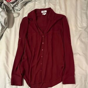 Express Burgundy Portofino Slim Shirt